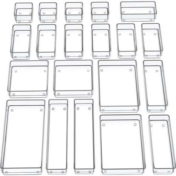 20-Piece Drawer Organizer with Non-Slip Silicone Pads, 7-Size Desk Drawer Organi - Picture 1 of 7